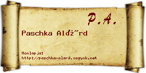 Paschka Alárd névjegykártya